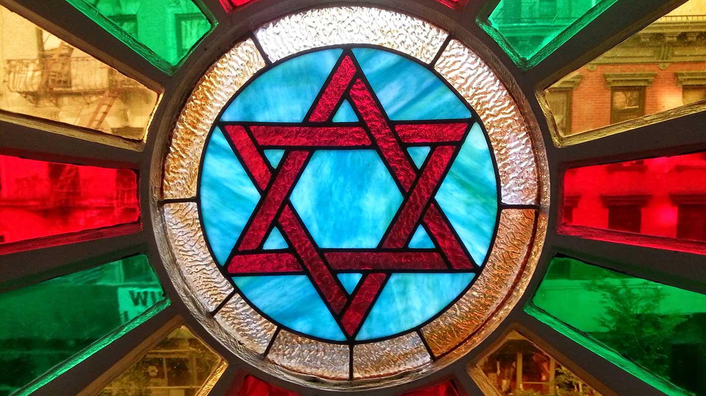 Star of David design in stained glass