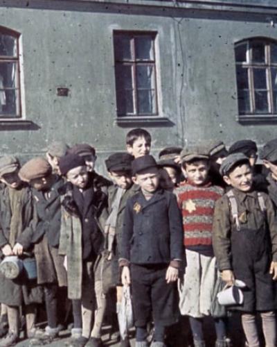 Jewish children infront of school