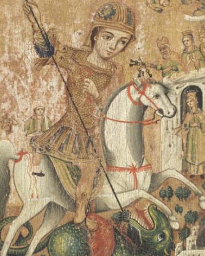 Saint George and the Dragon painting from Cornell&#039;s Johnson Museum of Art